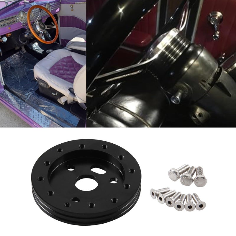 RULLINE 1"" Steering Wheel Hub Adapter Conversion Spacer 6 Hole to 3 Hole Steering Wheel Adapter Boss Kit Black - Image 4